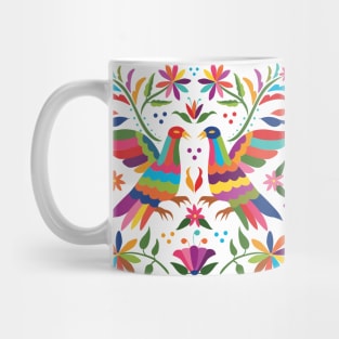 Mexican Otomí Couple of Birds Composition / Colorful & happy art by Akbaly Mug